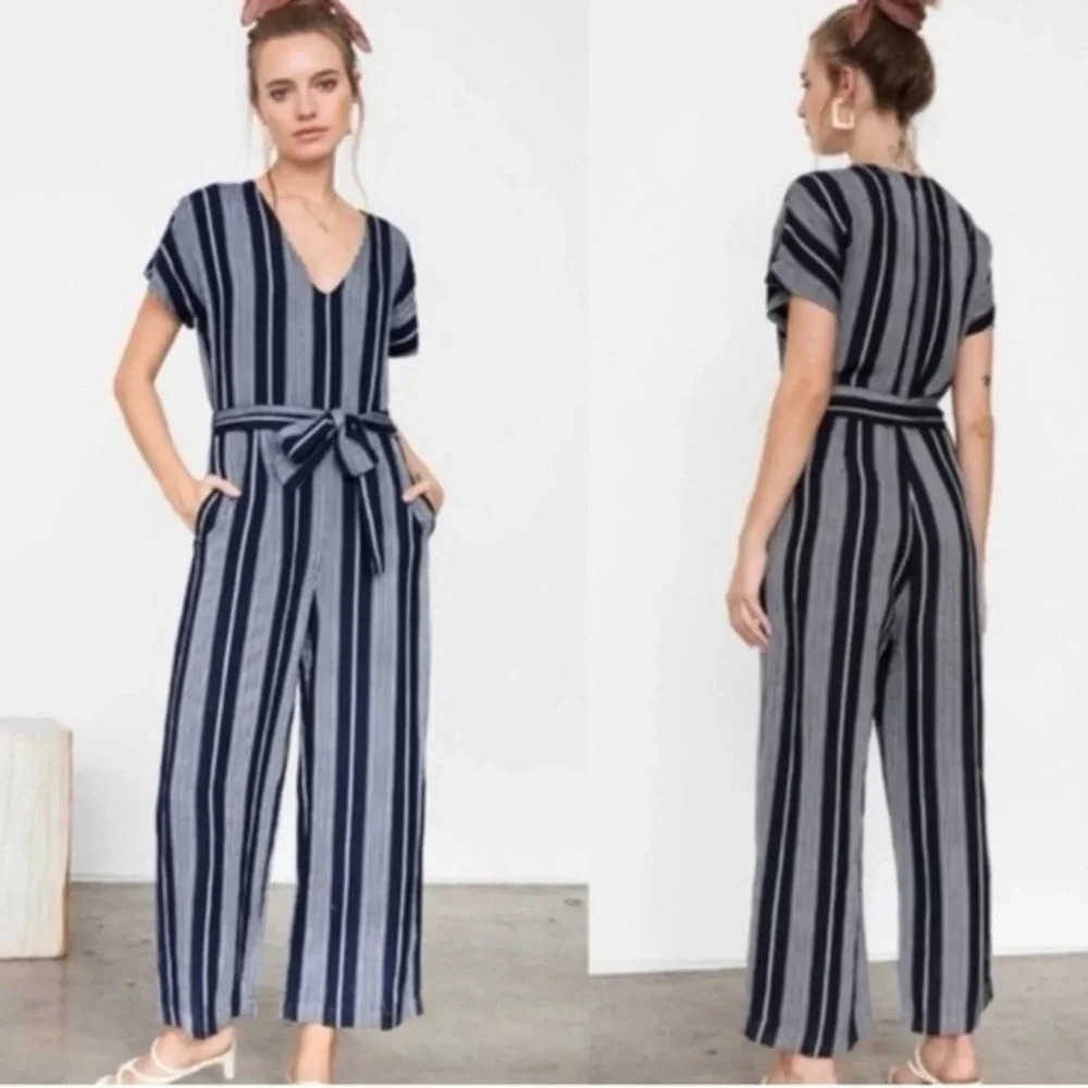 Rails Angela Mediterranean Stripe Navy Jumpsuit